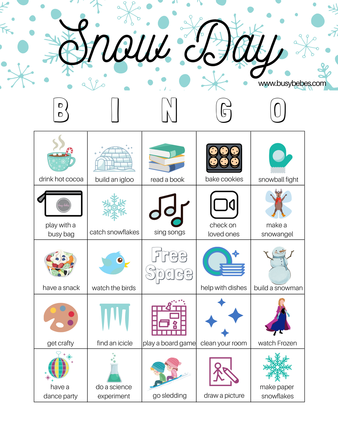 Snow Day BINGO